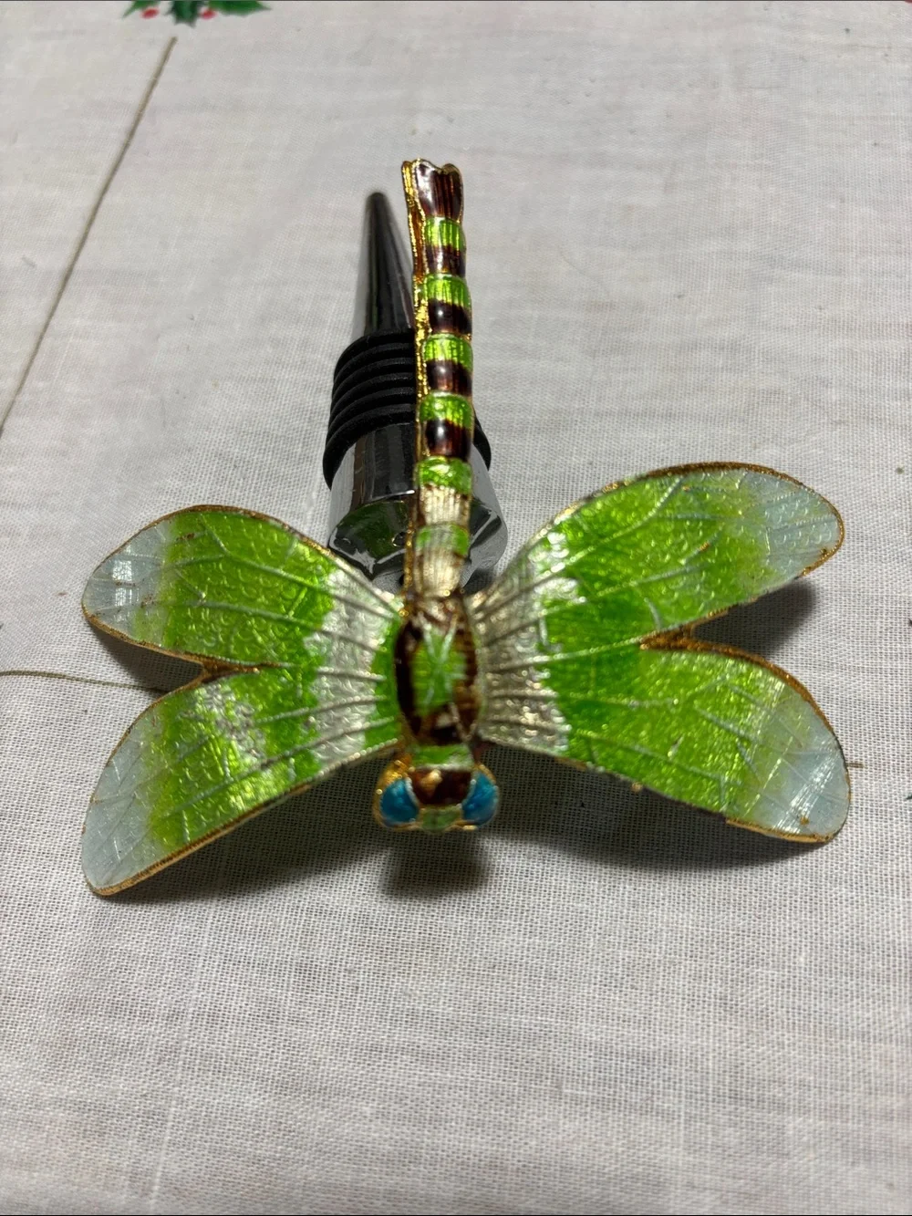 Green Dragonfly Wine Stopper